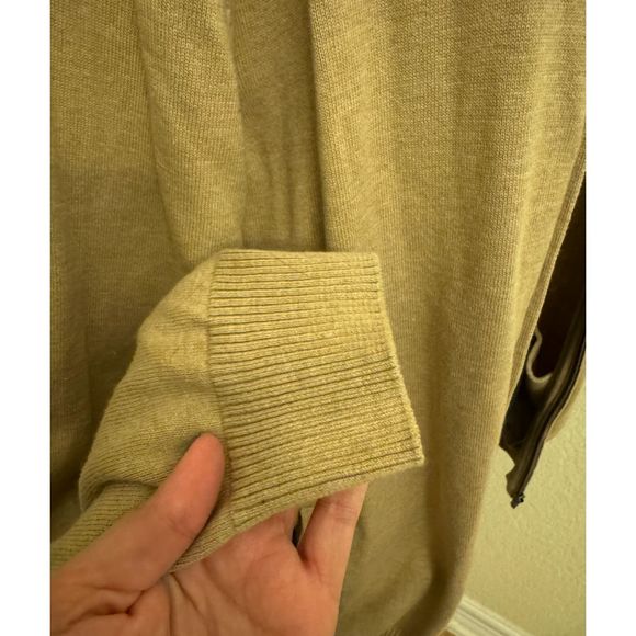 Men's Club Room Khaki Zip Front Ribbed Pocketed Sweater - Sz L - Picture 6 of 11